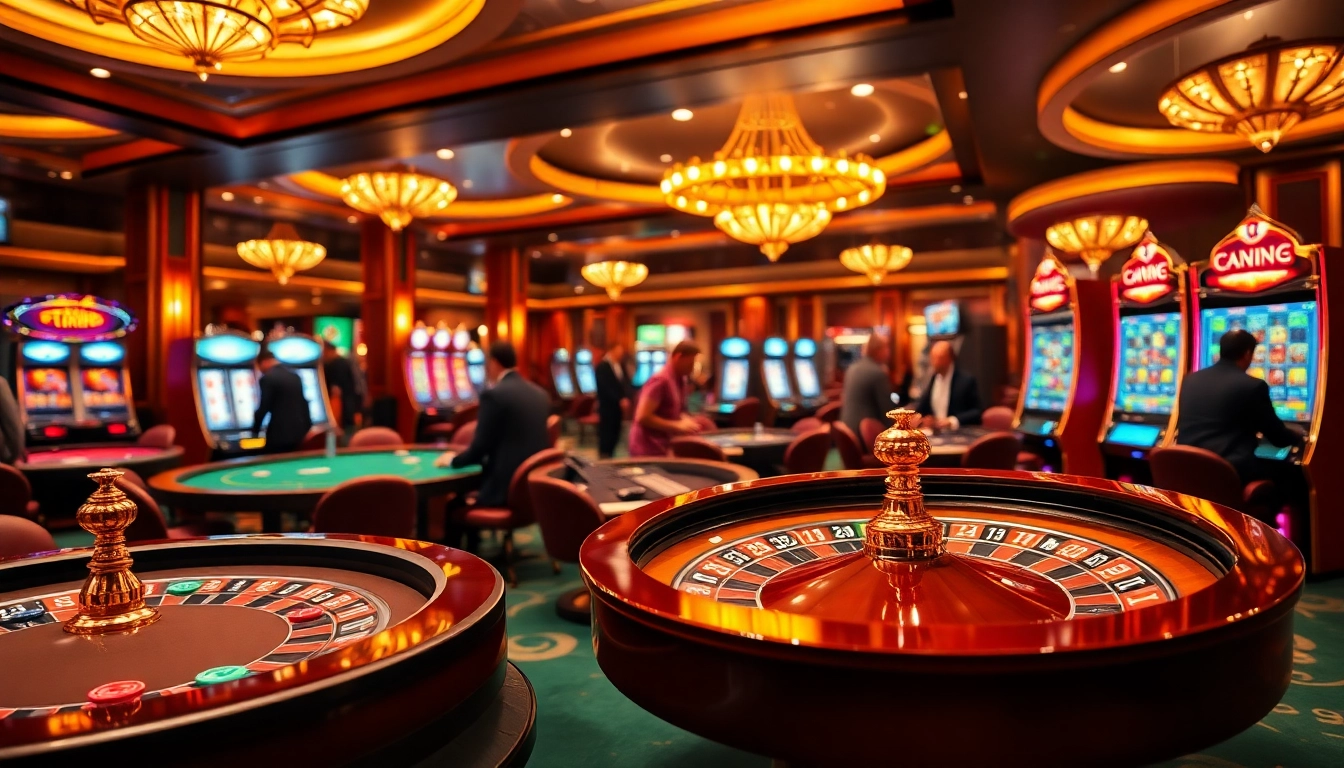 79king players enjoying a vibrant online casino experience with poker tables and slot machines.