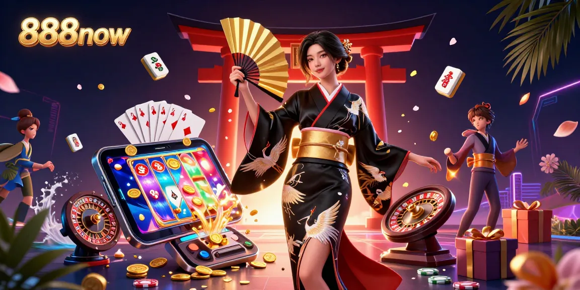 Engage in 888now gaming with a vibrant scene of Asian elegance and dynamic action!