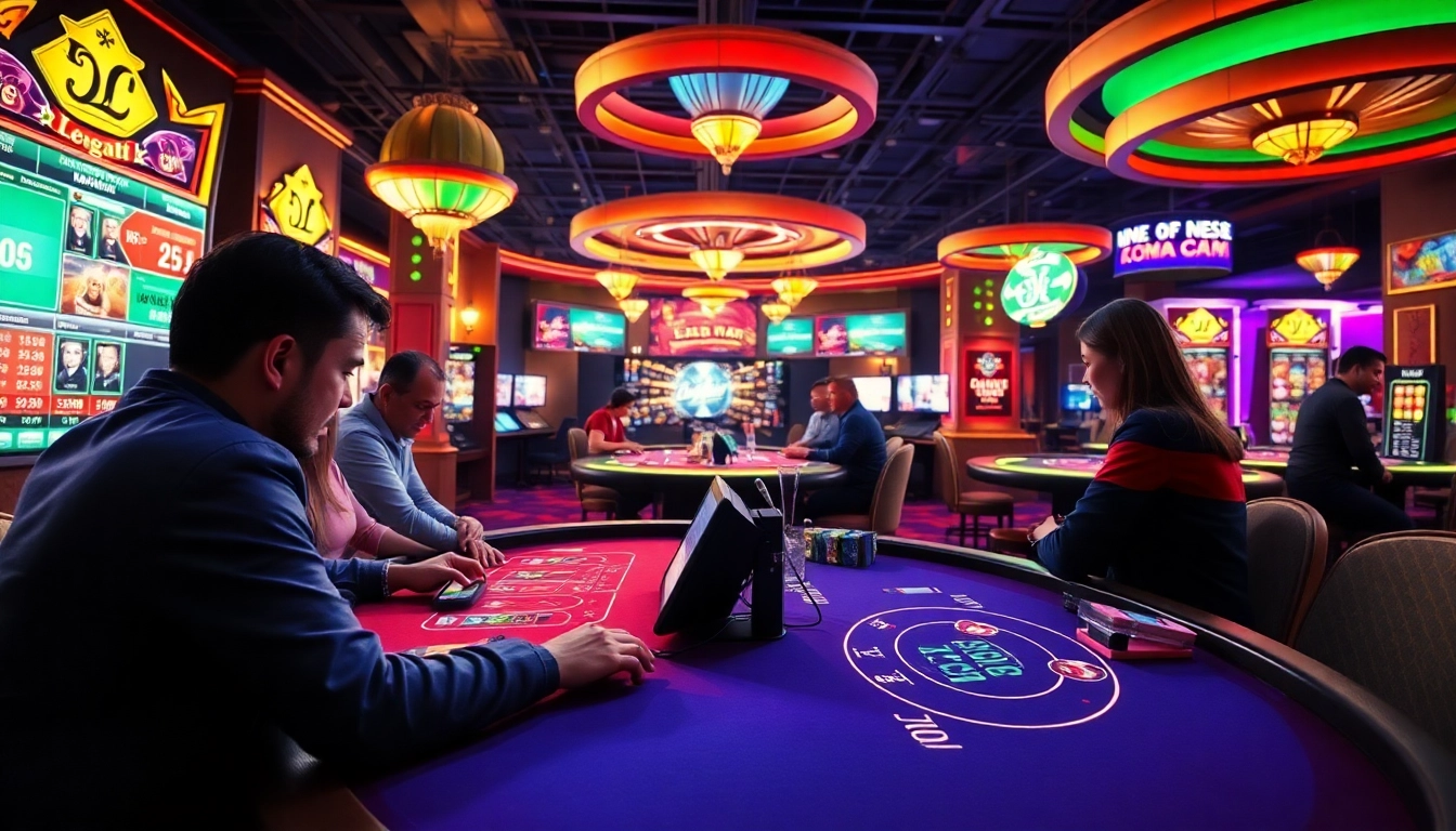 Exciting online gaming scene at gamebaidoithuong.com.vc featuring vibrant casino graphics and players.
