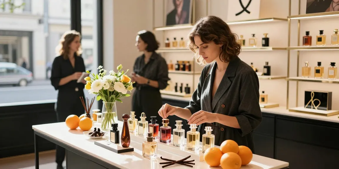 Explore various perfume samples in a chic boutique; Perfume Notes Explained