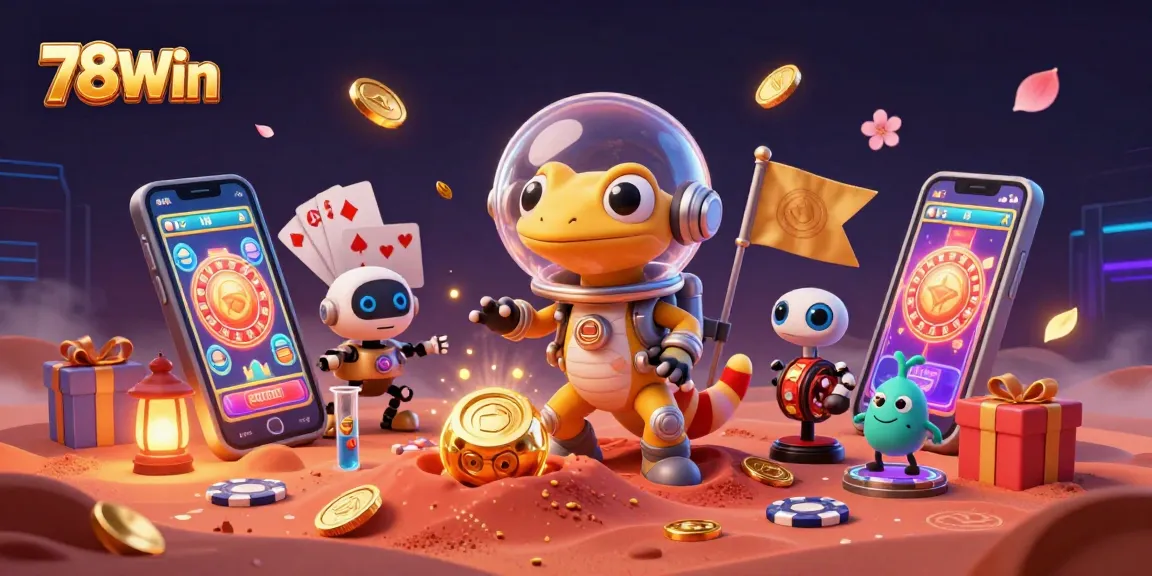Experience big wins at 78Win with a vibrant 3D casino scene showcasing exciting gaming elements.