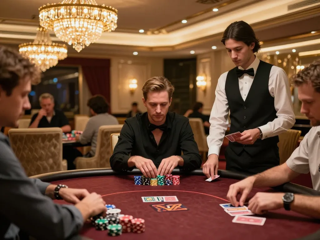 Players engaged in a high-stakes poker game at MAX 88's exclusive VIP room, showcasing strategic gameplay.