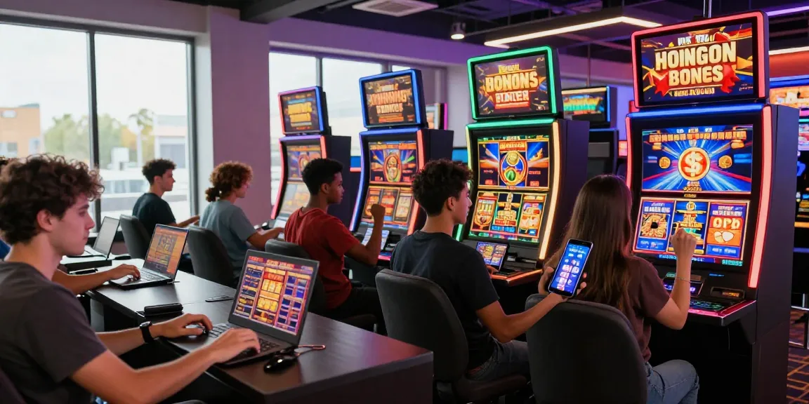 Experience the excitement of the best new online casinos with vibrant gamers enjoying slot games in a modern environment.
