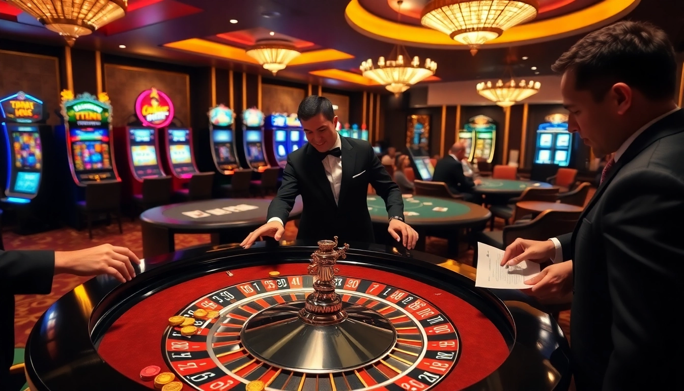 Experience the thrill of betting at TG88's luxurious casino tables, showcasing roulette and poker.
