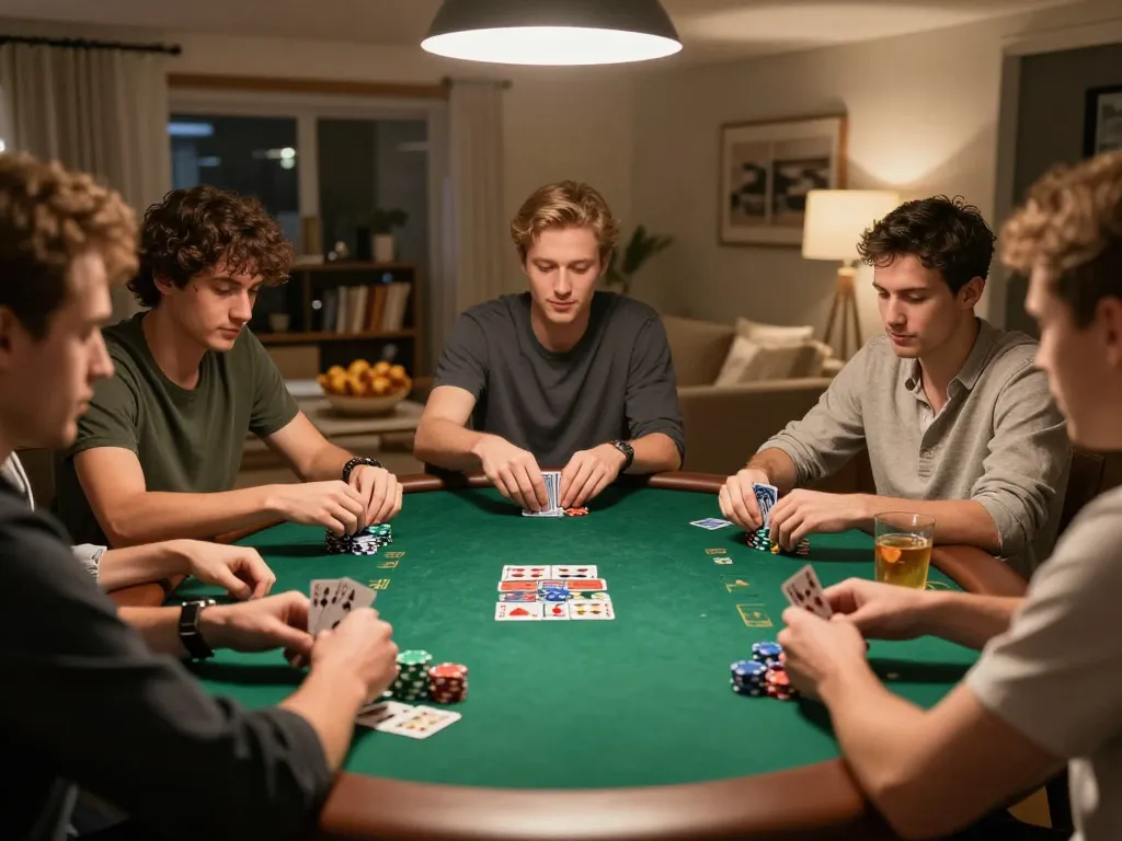 Players enjoying poker at home with Ngonclub app on their phones for an enhanced gaming experience.