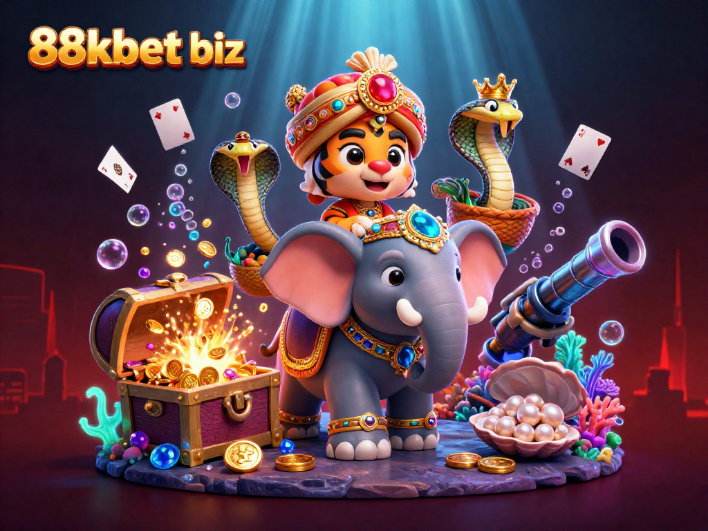 Experience thrilling gameplay at 88kbet biz with vibrant casino elements in a dynamic scene.