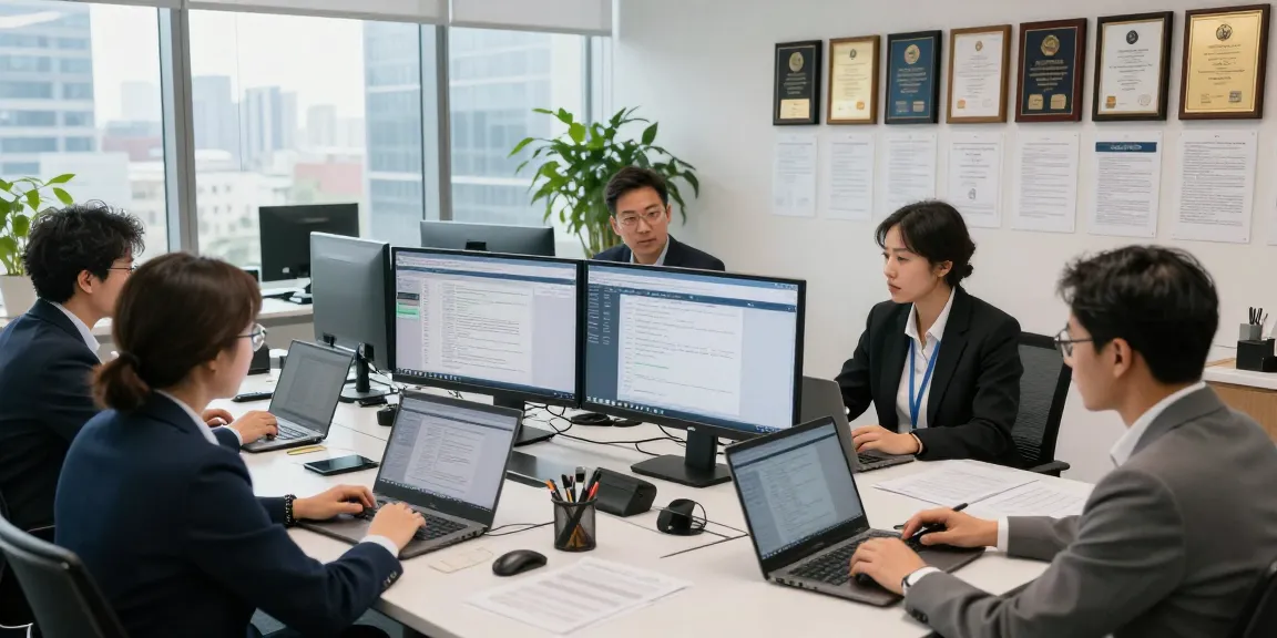 Team of forensic auditors collaborating in a modern office, showcasing professionalism at aafikotabekasi.org.