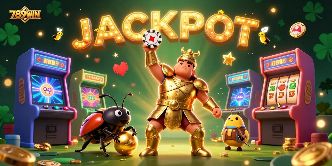 Experience the excitement with 789WIN's jackpot celebration featuring a victorious beetle and thrilling gaming elements.