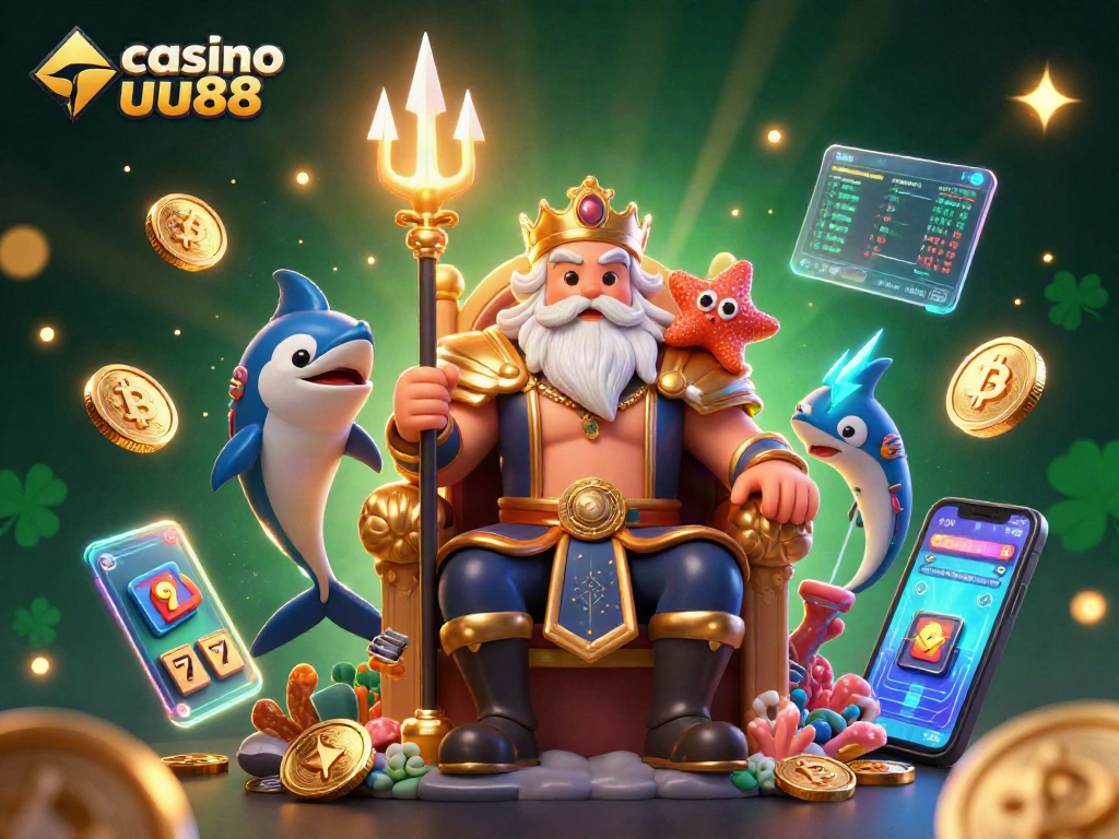 Experience the excitement of casino uu88 with vibrant 3D characters and gambling elements.