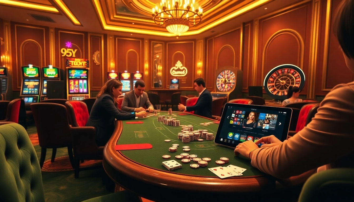 An engaged gambler at a poker table, immersed in high-stakes strategies at the 95Y online casino.