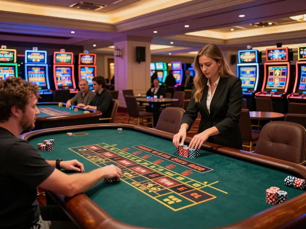 Players placing bets at a roulette table in an upscale casino, showcasing shbet800 online gaming