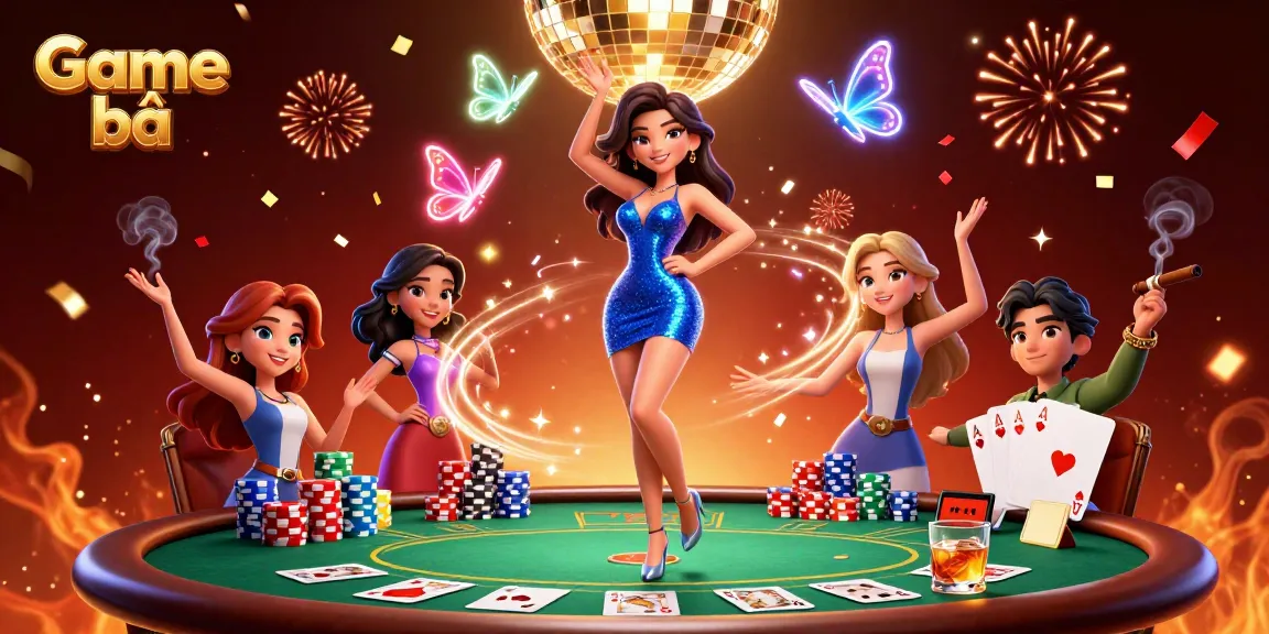 Experience exciting Game bài thrills with a glamorous lady amidst vibrant casino elements.