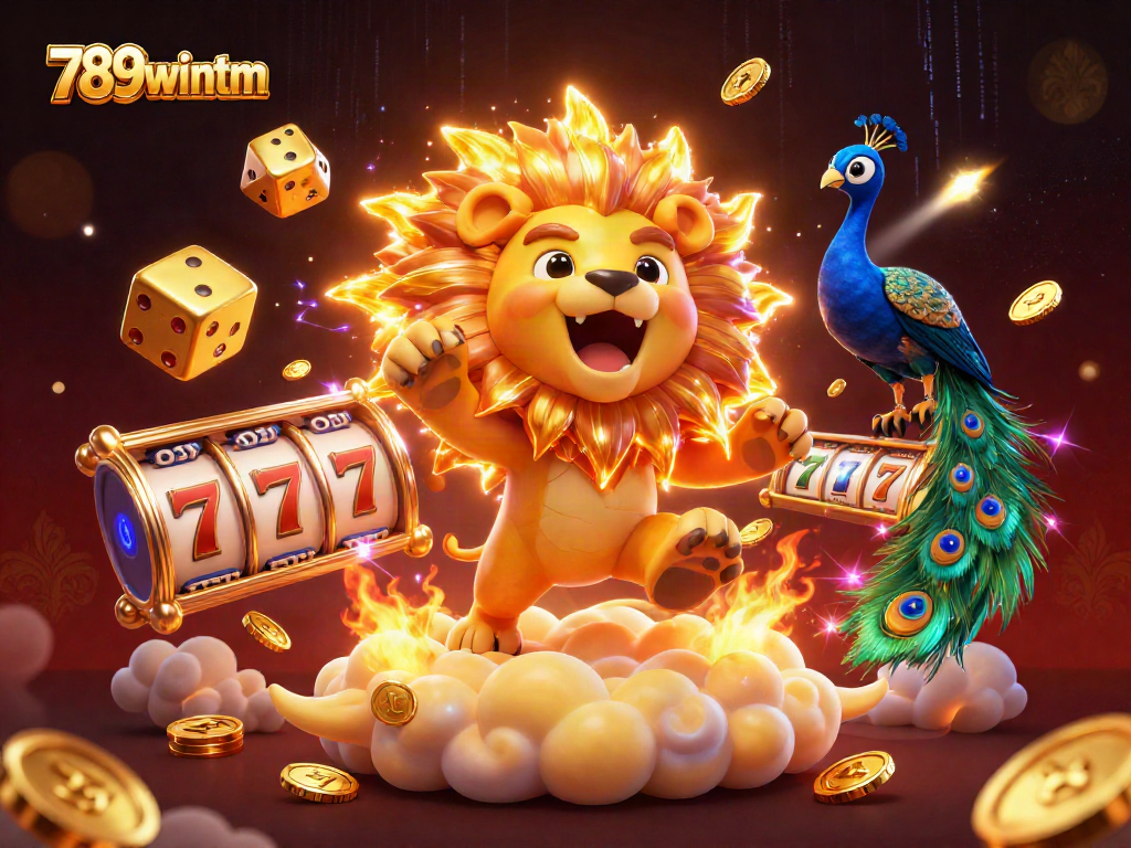 Join the excitement of 789wintm with a vibrant 3D casino scene featuring lucky symbols and rich colors.