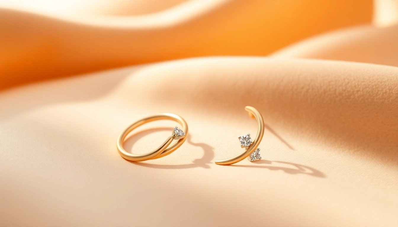 Admire Gold helix earrings with diamonds reflecting elegance and luxury against velvet.