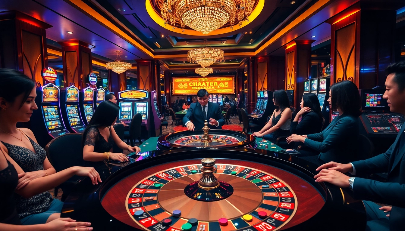 Experience the excitement of gambling at Trang chủ 98win with vibrant roulette and poker tables.
