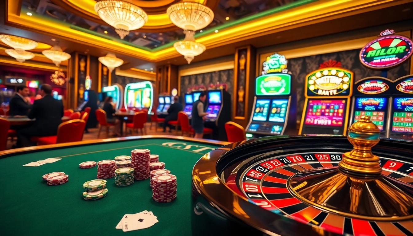 Experience the excitement of online gambling at qq888.co.com, featuring vibrant casino tables and slot machines.