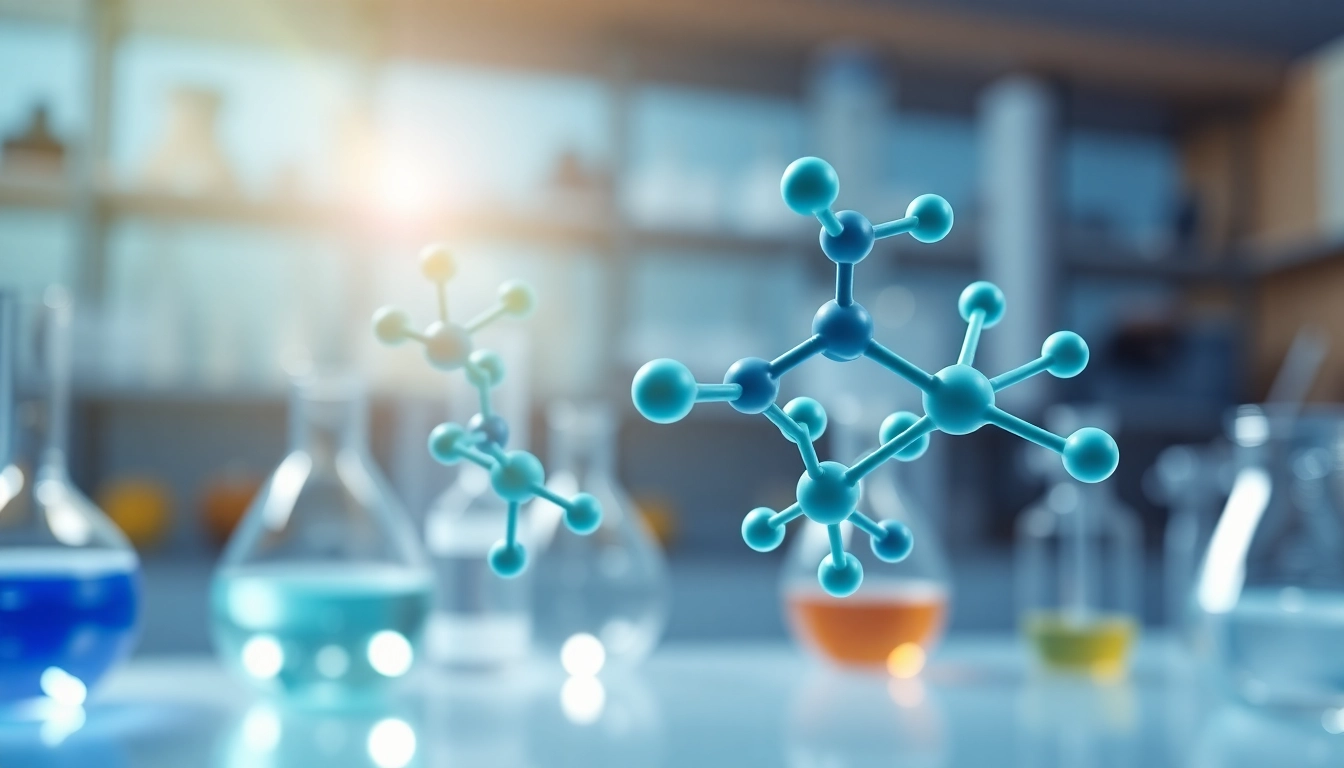 Visual representation depicting Retatrutide molecular structures in a laboratory.