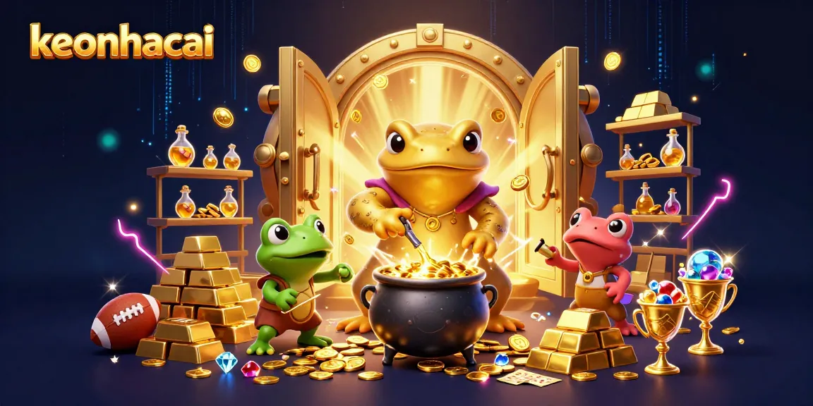 Bet on keonhacai with a dynamic 3D illustration of a mystical alchemist and gambling elements.