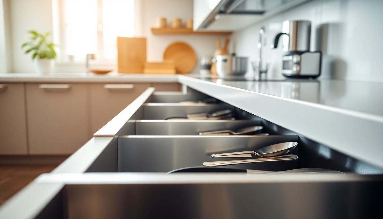 View of a Double Wall Drawer System with smooth functionality and sleek design in a modern kitchen.