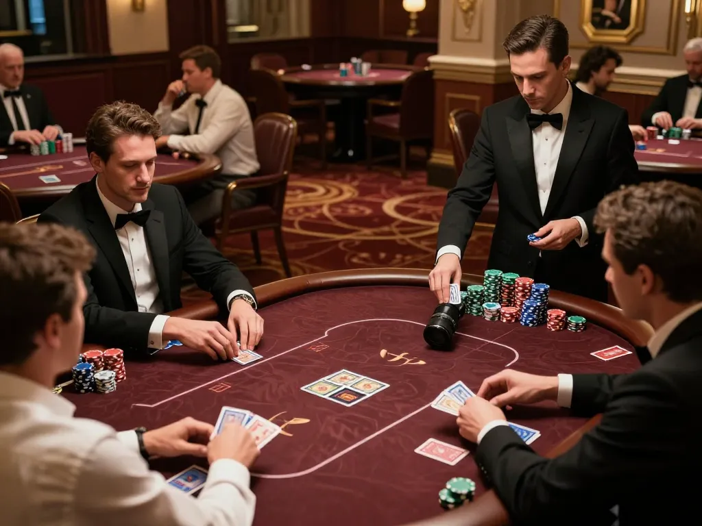 Players engaging at an upscale poker table at 789winco's premium room, showcasing luxury gambling.