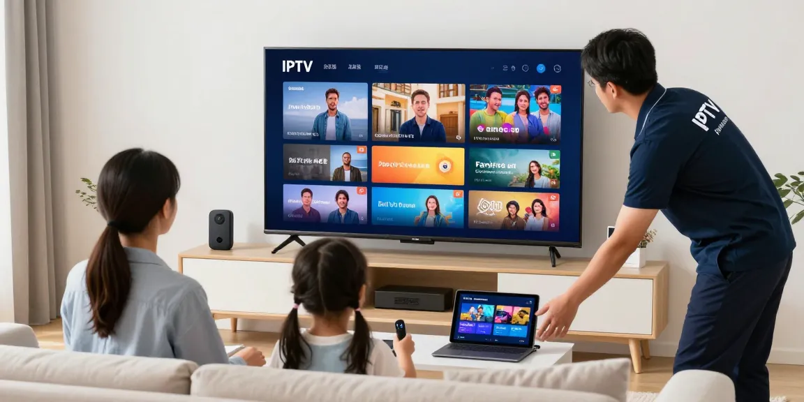 Trusted IPTV Services installation by a professional technician, providing local business and community service.