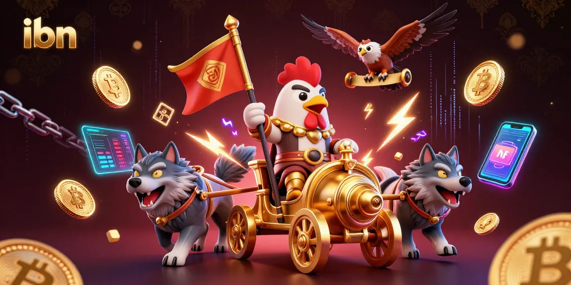 Join the thrilling casino world with ibn, featuring a cartoon rooster warlord in a vibrant 3D scene.