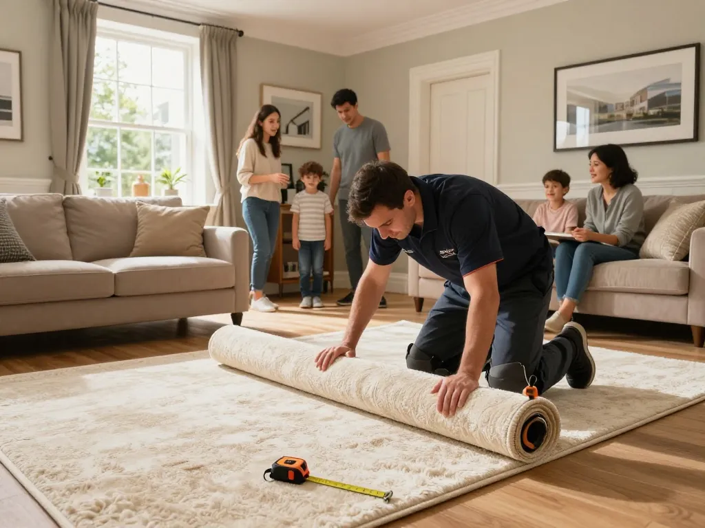 Professional carpet fitting services West London shown in a modern home interior.