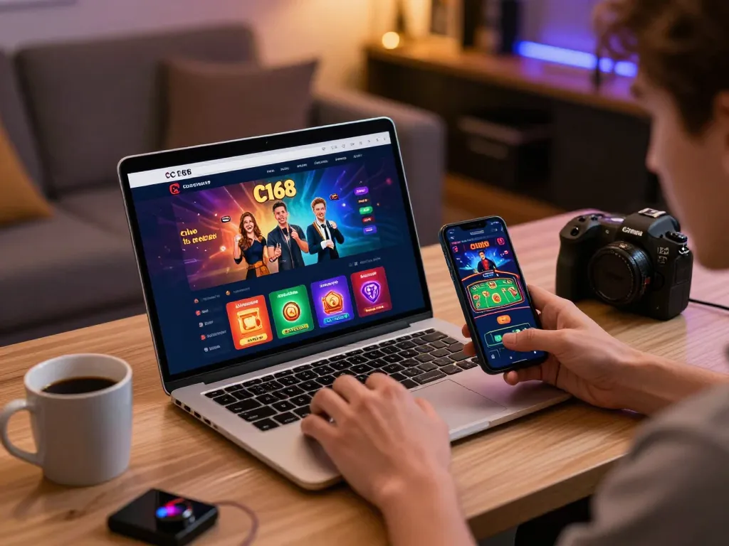 C168 online gambling scene with vibrant gaming interface and user engagement.