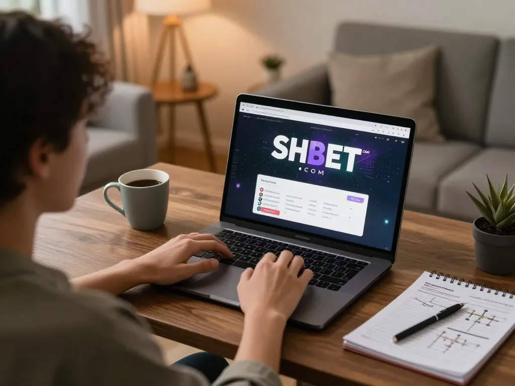 Engaging in online betting on SHBET .COM from a cozy home setup with strategy notes.
