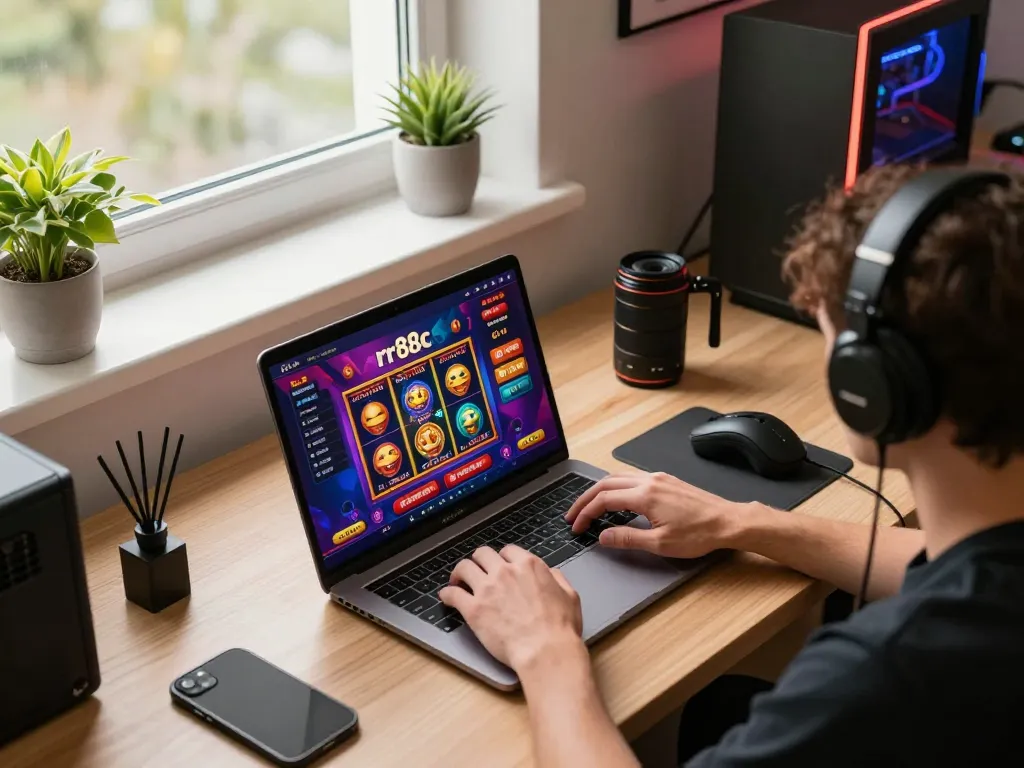 Engage with exciting rr88c online casino slots and games from a vibrant home setup.