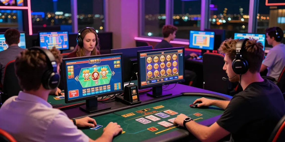 Exciting gaming scene at an online casino, highlighting diverse players using credit cards at https://scoarch.org.uk.
