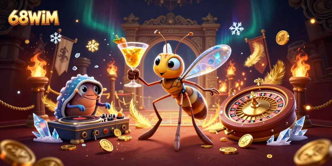 Experience the excitement of 68WIM as a frozen mosquito mascot brings life to a dynamic casino scene.