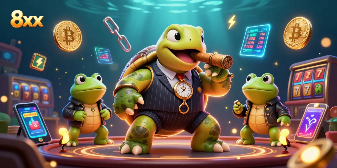 Bet on slot games with 8xx using a vibrant underwater casino illustration that features engaging characters.