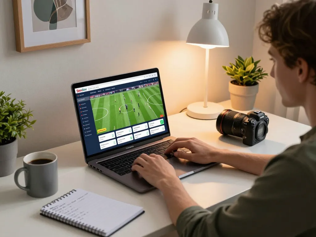 Socolive sports betting setup featuring live matches on screen in a cozy home environment