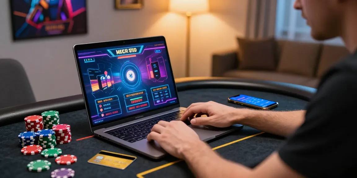 Exciting moment at a credit card casino, showcasing https://crownwoods.org.uk/ with a player at a digital gaming table.