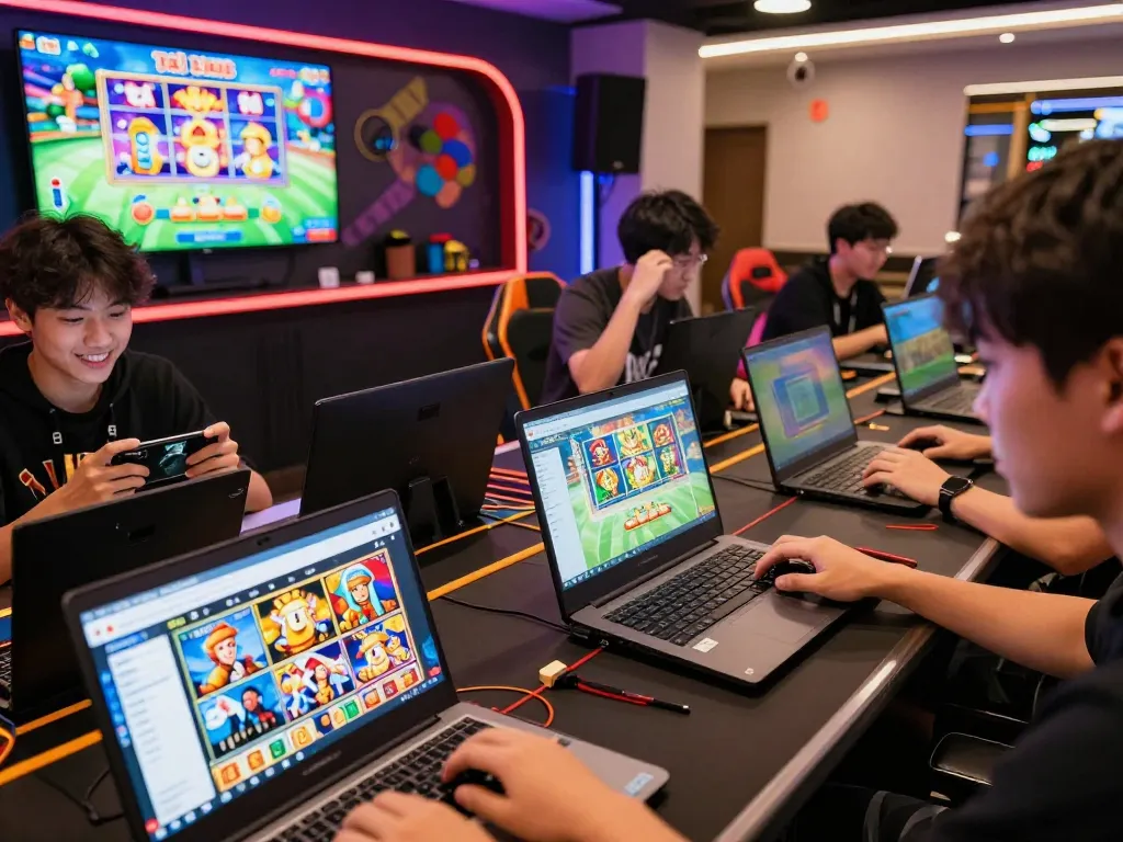 Engaged players experiencing the tải hitclub gaming application in a lively atmosphere.