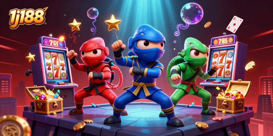 Experience thrilling slots and exciting jackpots at 1j188 with vibrant 3D characters and dynamic casino elements.
