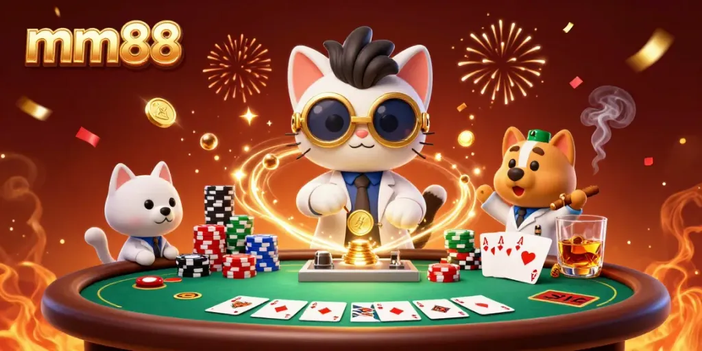 Experience thrilling moments at mm88 with animated casino characters and gameplay action.