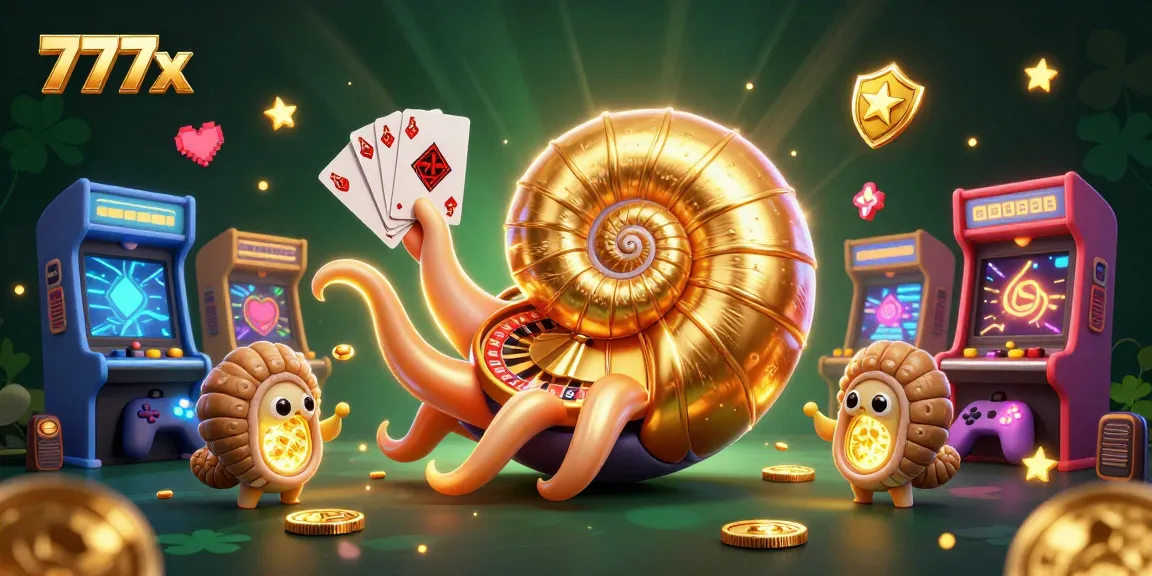 Experience thrilling gameplay with 777x's vibrant 3D casino scene featuring a giant nautilus and casino elements.