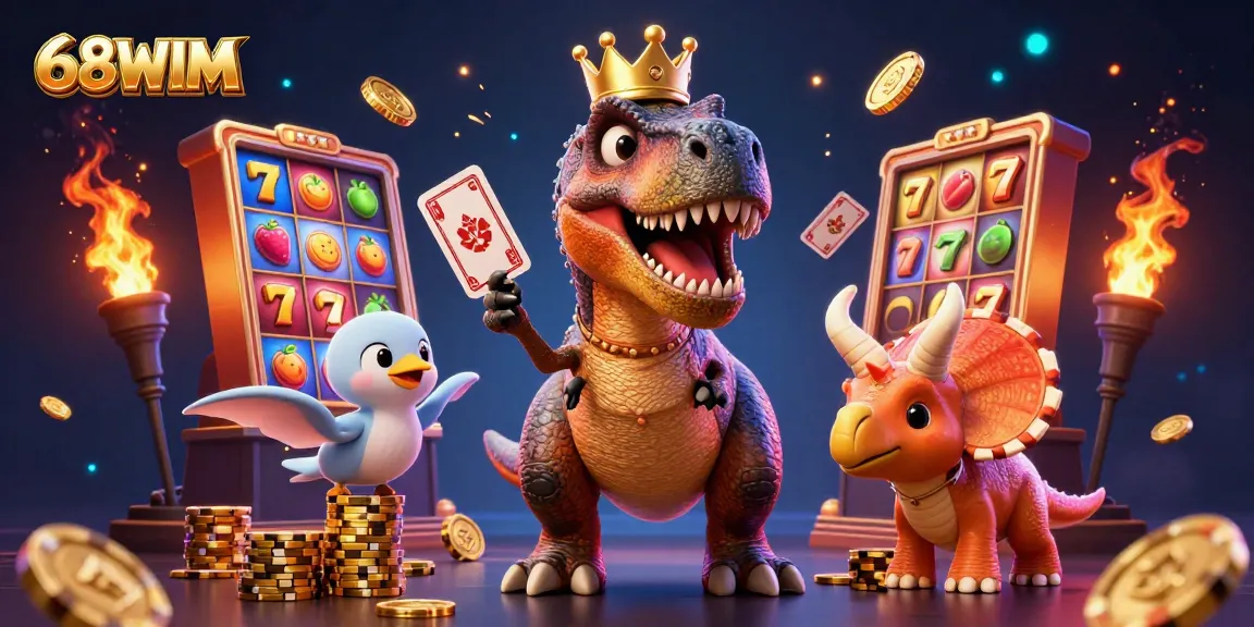 Experience thrilling gameplay at 68WIM with яркое slot machines and playful dino characters.