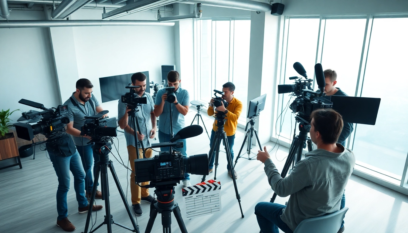Creating engaging corporate video production toronto with a professional team in a modern studio.
