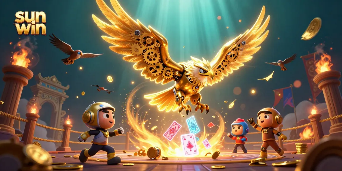 Experience the thrill of sun win gaming as the golden eagle dives through holographic cards