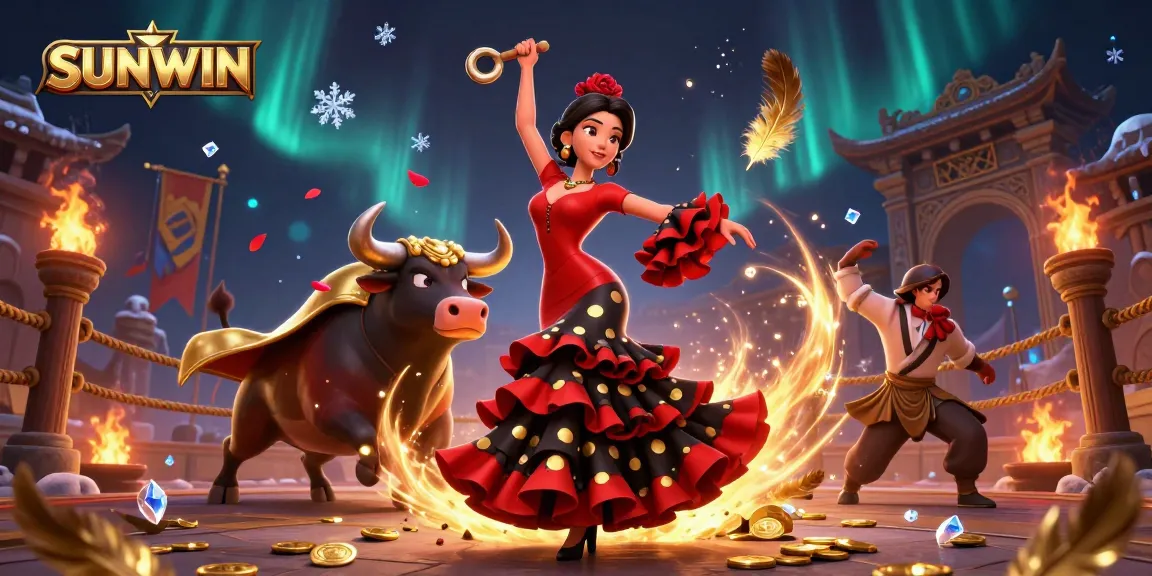 SUNWIN showcases an exhilarating 3D gaming scene with vibrant characters and casino game elements.
