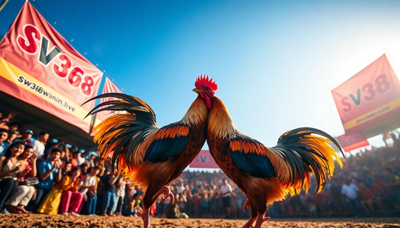 Live cockfighting match showcasing SV368's vibrant atmosphere on sv368win.live.