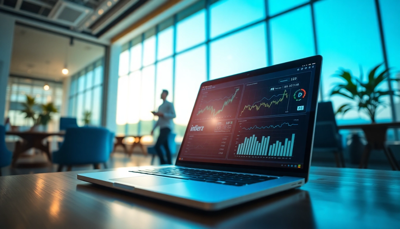 AI-driven platform interface showcasing ia +18 technology in a modern office.