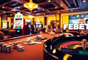 FEBET players enjoy a thrilling casino experience with vibrant games and betting excitement.