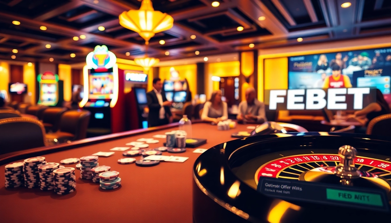 FEBET players enjoy a thrilling casino experience with vibrant games and betting excitement.