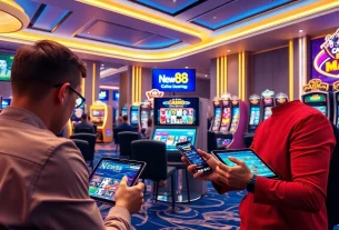 Engaging online gambling scene featuring new88go.com with vibrant casino games and a welcoming atmosphere.