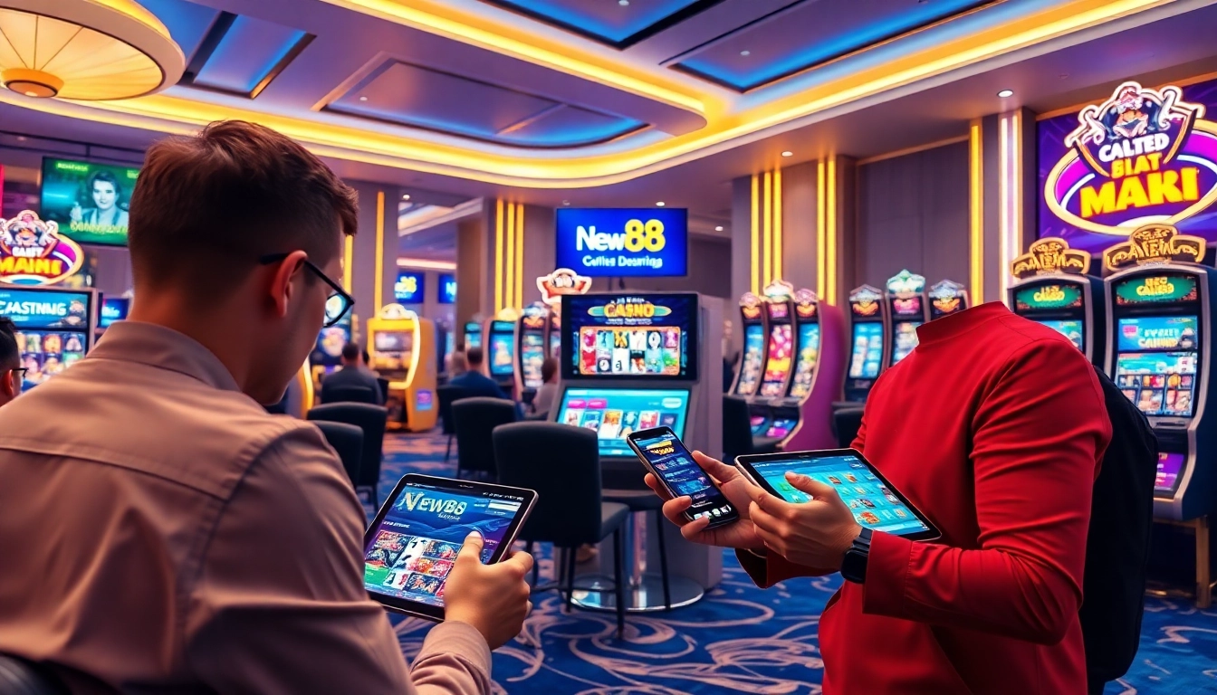 Engaging online gambling scene featuring new88go.com with vibrant casino games and a welcoming atmosphere.