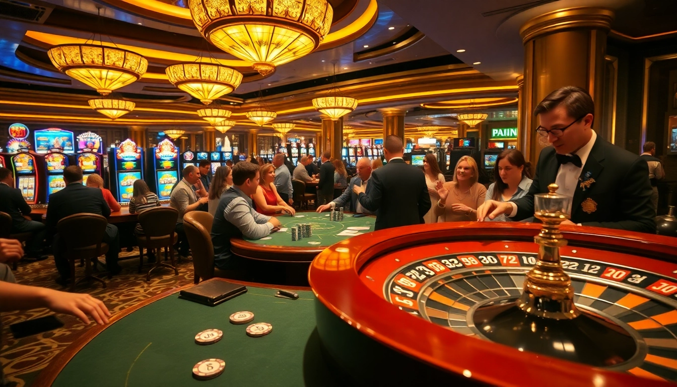 Players enjoying B8 poker chips at a luxurious casino table filled with excitement.
